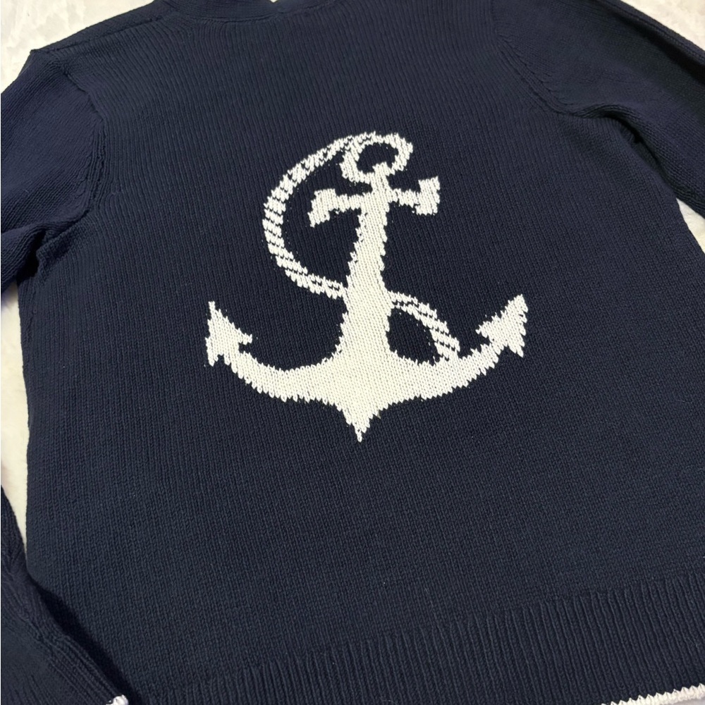 J. Jill Navy Anchor Cardigan sze small beach nautical - Picture 4 of 10